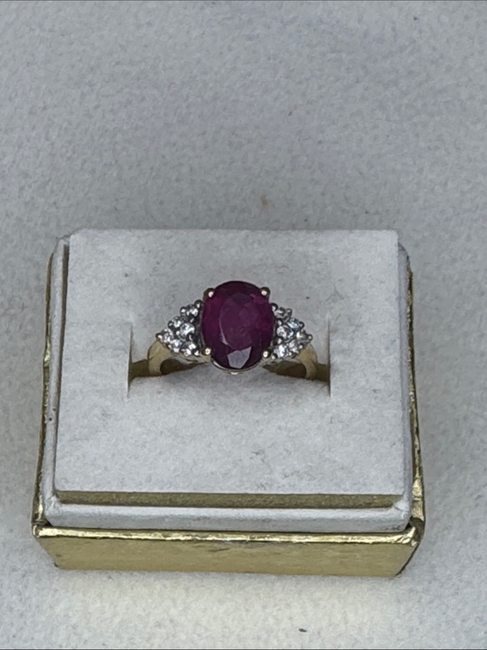 Gold Ring with Rubellite tourmaline and Diamond Accents